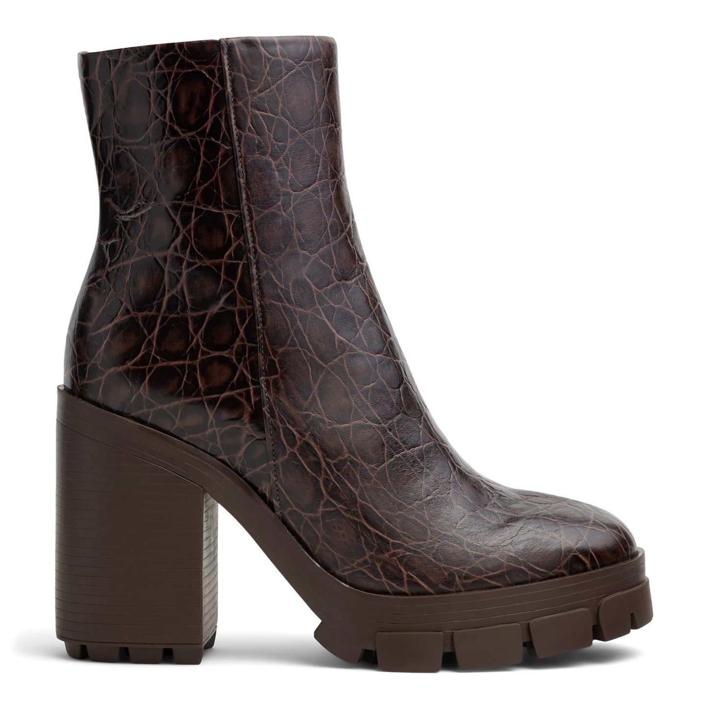 Gwendoline Crocodile-Embossed Leather Booties